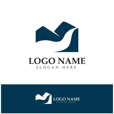 River mountain Logo vector icon illustration design template