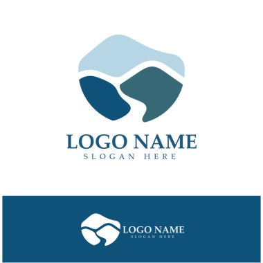 River mountain Logo vector icon illustration design template