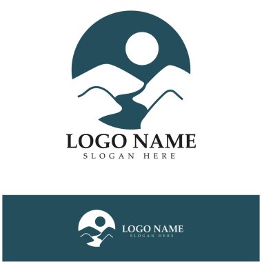 River mountain Logo vector icon illustration design template