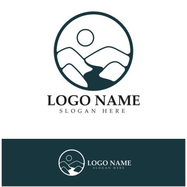 River mountain Logo vector icon illustration design template