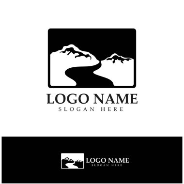 River mountain Logo vector icon illustration design template
