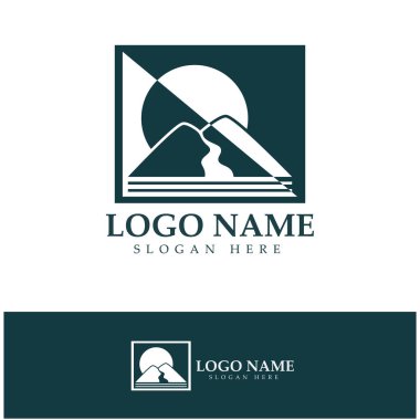 River mountain Logo vector icon illustration design template