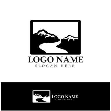 River mountain Logo vector icon illustration design template