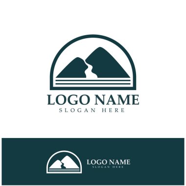 River mountain Logo vector icon illustration design template