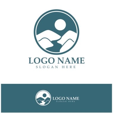 River mountain Logo vector icon illustration design template