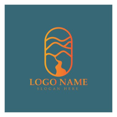 River mountain Logo vector icon illustration design template