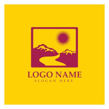 River mountain Logo vector icon illustration design template