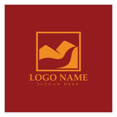 River mountain Logo vector icon illustration design template
