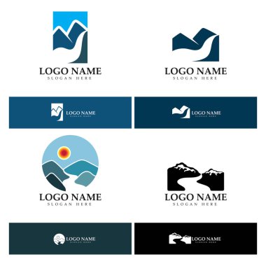 River mountain  Logo vector icon illustration design template