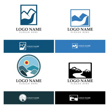 River mountain  Logo vector icon illustration design template