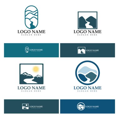 River mountain  Logo vector icon illustration design template