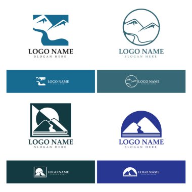 River mountain  Logo vector icon illustration design template