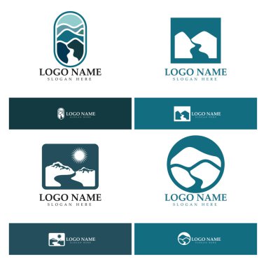 River mountain  Logo vector icon illustration design template