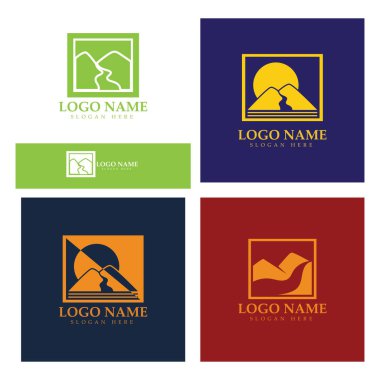 River mountain  Logo vector icon illustration design template
