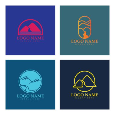 River mountain  Logo vector icon illustration design template