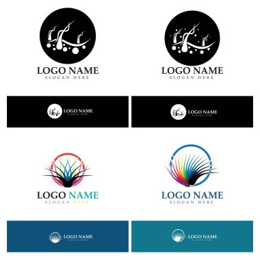 Hair treatment logo hair transplantation logo,removal logo vector image design illustratio