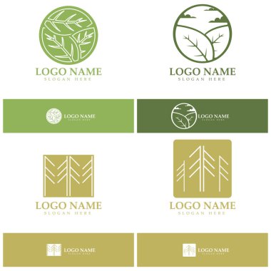 Orman ve park doğası için soyut ağaç logosu. İş tasarımları, tarım, ekolojik kavramlar, yeşillik ve doğal güzellik için .vektör çizgisi unsurlarının birleşimiyle..