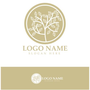 Orman ve park doğası için soyut ağaç logosu. İş tasarımları, tarım, ekolojik kavramlar, yeşillik ve doğal güzellik için .vektör çizgisi unsurlarının birleşimiyle..