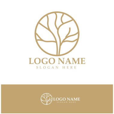 Orman ve park doğası için soyut ağaç logosu. İş tasarımları, tarım, ekolojik kavramlar, yeşillik ve doğal güzellik için .vektör çizgisi unsurlarının birleşimiyle..