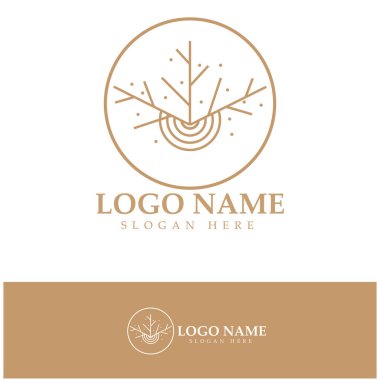 Orman ve park doğası için soyut ağaç logosu. İş tasarımları, tarım, ekolojik kavramlar, yeşillik ve doğal güzellik için .vektör çizgisi unsurlarının birleşimiyle..