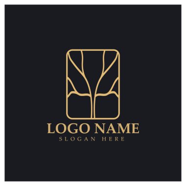 Orman ve park doğası için soyut ağaç logosu. İş tasarımları, tarım, ekolojik kavramlar, yeşillik ve doğal güzellik için .vektör çizgisi unsurlarının birleşimiyle..