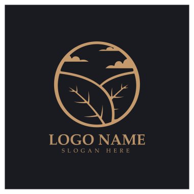 Orman ve park doğası için soyut ağaç logosu. İş tasarımları, tarım, ekolojik kavramlar, yeşillik ve doğal güzellik için .vektör çizgisi unsurlarının birleşimiyle..
