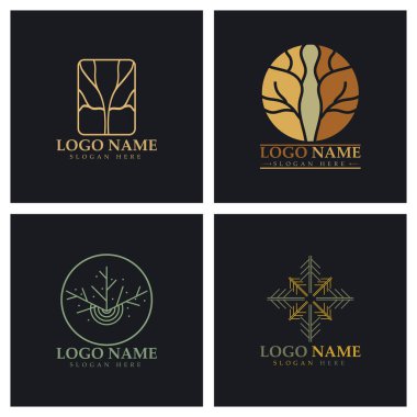 Orman ve park doğası için soyut ağaç logosu. İş tasarımları, tarım, ekolojik kavramlar, yeşillik ve doğal güzellik için .vektör çizgisi unsurlarının birleşimiyle..