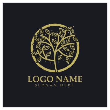Orman ve park doğası için soyut ağaç logosu. İş tasarımları, tarım, ekolojik kavramlar, yeşillik ve doğal güzellik için .vektör çizgisi unsurlarının birleşimiyle..