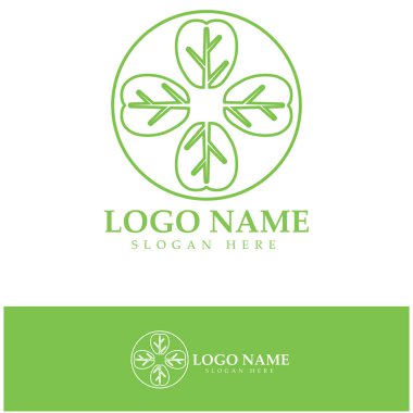 yeşil moringa yaprağı logosu, bitkisel malzemeler için, moringa çiftçiliği, sağlık, tıp endüstrisi, güzellik, terapi, konsept tasarım vektör resimleme şablonu modern bir konsept ile