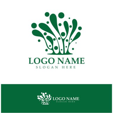 Deniz yosunu vektör logosu çizimi. Deniz ürünleri, doğal ürünler, çiçekçi, ekoloji, sağlık, spa.