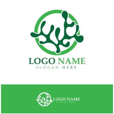 Deniz yosunu vektör logosu çizimi. Deniz ürünleri, doğal ürünler, çiçekçi, ekoloji, sağlık, spa.