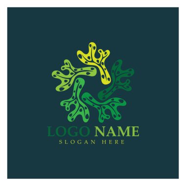 Deniz yosunu vektör logosu çizimi. Deniz ürünleri, doğal ürünler, çiçekçi, ekoloji, sağlık, spa.