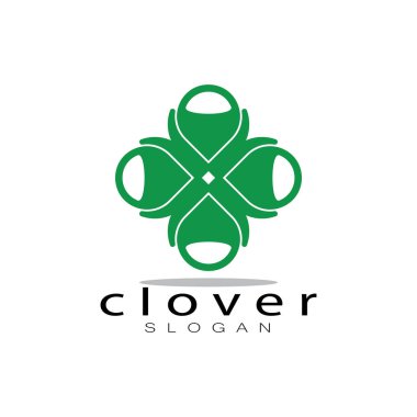 Logo tasarım ilham ikonu illüstrasyon şablonu vektör yonca veya moringa yaprakları, doğal ürün tasarımı, sağlık, ilaç, yonca ve moringa tarım, tıbbi kapsüller için