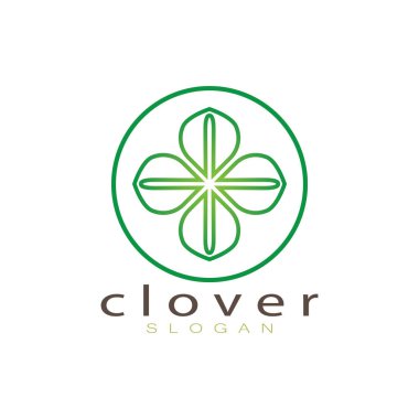 Logo tasarım ilham ikonu illüstrasyon şablonu vektör yonca veya moringa yaprakları, doğal ürün tasarımı, sağlık, ilaç, yonca ve moringa tarım, tıbbi kapsüller için