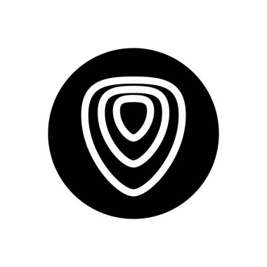 Logo simgesi illüstrasyon şablonu. Rozet müzik etiketi müzik stüdyosu müzik enstrümanı işi için basit gitar seçimi vektör tasarımı.