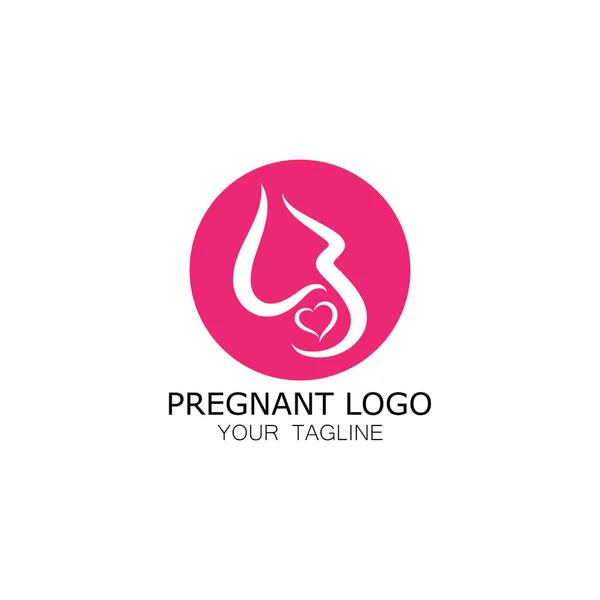 Mujer Embarazada Logotipo Icono Ilustración Plantilla Vector Para Clínicas Salud — Archivo Imágenes Vectoriales