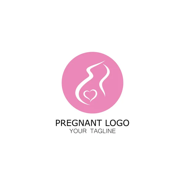 Mujer Embarazada Logotipo Icono Ilustración Plantilla Vector Para Clínicas Salud — Archivo Imágenes Vectoriales