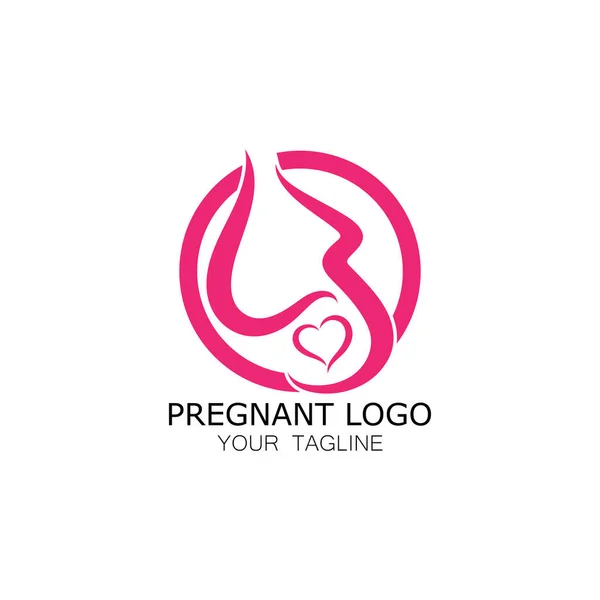 Modèle Illustration Icône Logo Femme Enceinte Vecteur Pour Les Cliniques — Image vectorielle