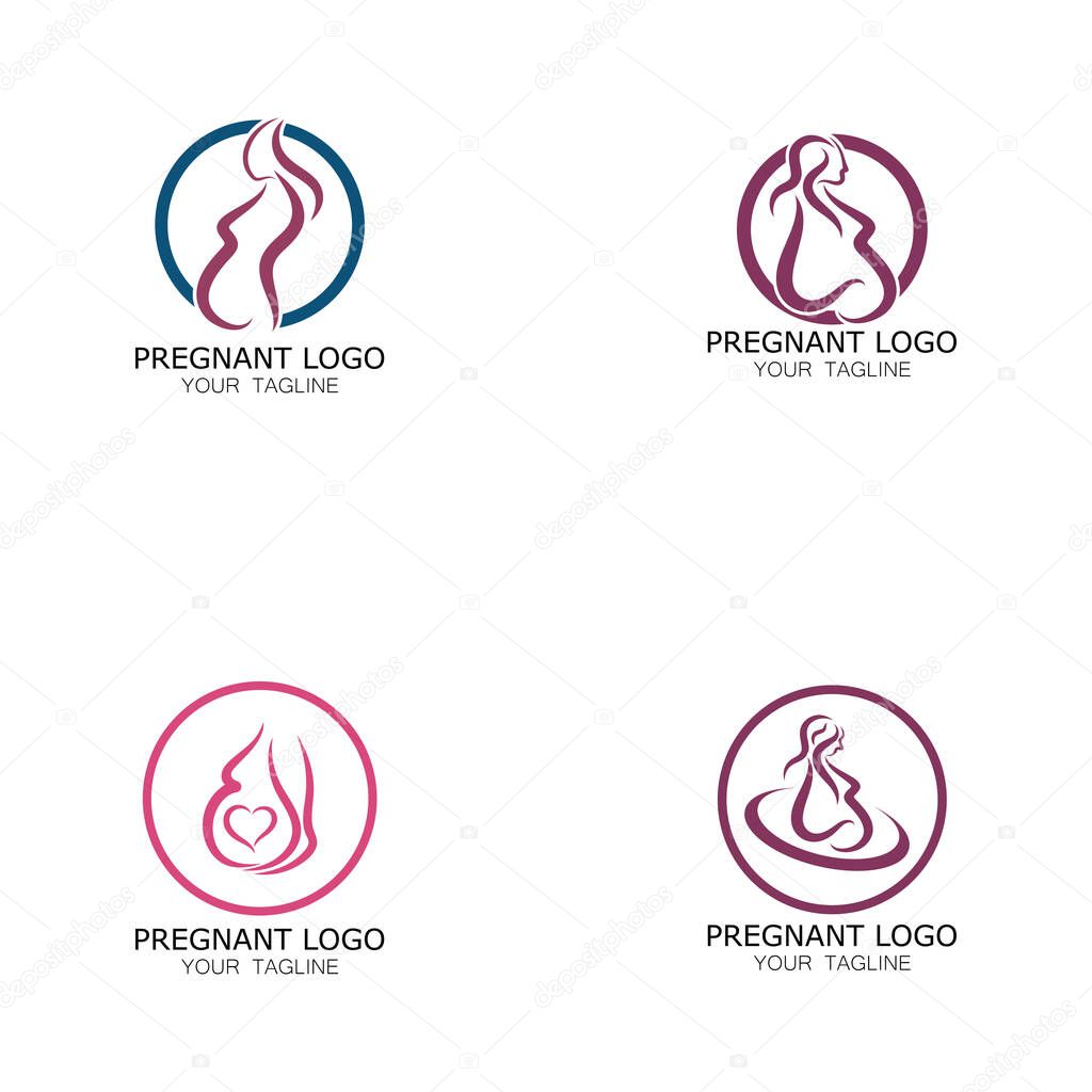 Pregnant woman logo icon illustration template vector, for health clinics, hospitals, maternity clinics, maternity clothes, pregnant exercise, nursing mothers,