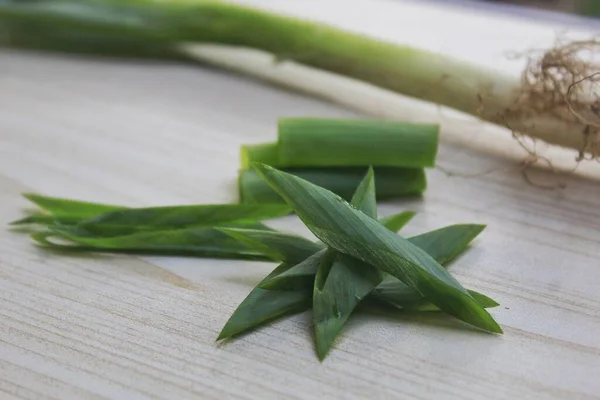 close up view of fresh sliced scallions