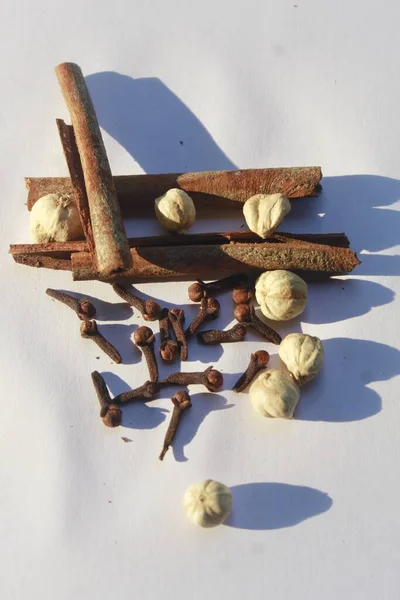 top view of natural sun dried asian spices herbs