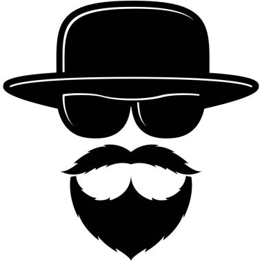 A man have Beard and mustache illustration image with white background.
