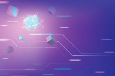 Renkli dokuları ve sanatı olan illüstrasyon sanatı ile teknolojik arka plan.