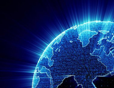 Renkli dokuları ve sanatı olan illüstrasyon sanatı ile teknolojik arka plan.