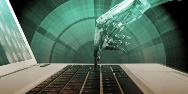 Renkli dokuları ve sanatı olan illüstrasyon sanatı ile teknolojik arka plan.