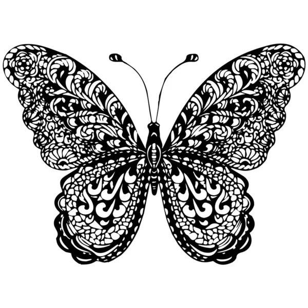 美丽的蝴蝶贴纸 附有插图图像 — 图库照片