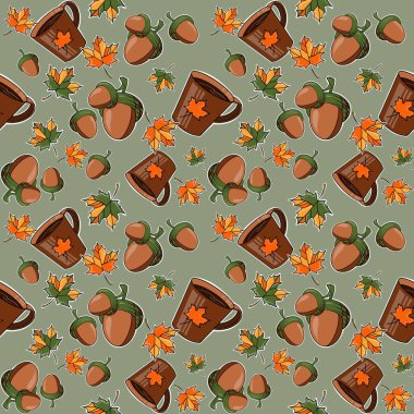 Autumn set with cat and umbrella 