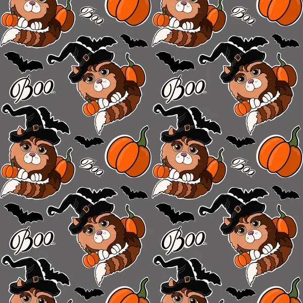 Halloween Pattern Cute Cartoon Pumpkins Vector Illustration — Foto de Stock