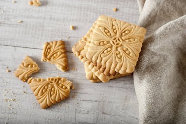 biscuits on wooden background. rustic style