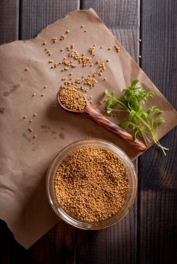 mustard. selective focus. rustic style